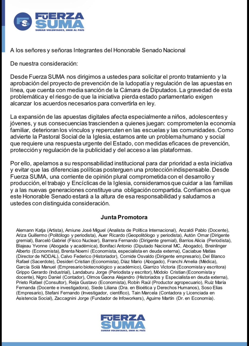 Fuerza Suma talla en la agenda nacional.